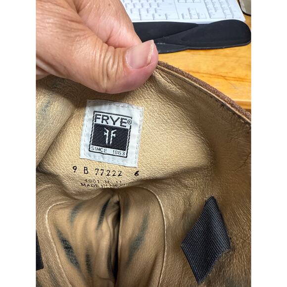 Frye Jane Stitch Boots Size 9 Knee High Riding Oiled Brown Suede Leather *flaw - Picture 5 of 8